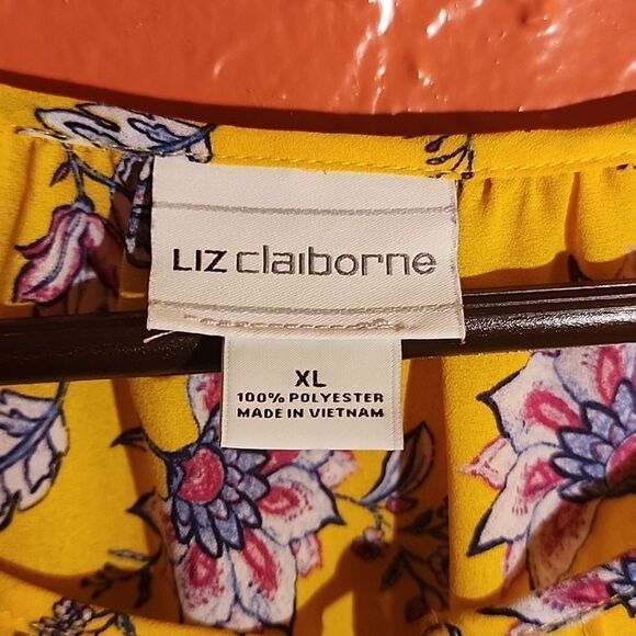 New Liz Claiborne Yellow Springy Blouse XL - Picture 3 of 8